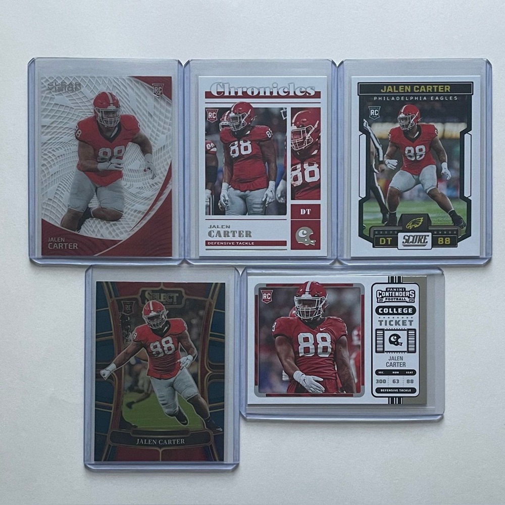Lot of 5 Jalen Carter Rookie Card Football Cards